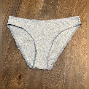 New Victoria’s Secret Gray Picot Lace Trim 100% Cotton Bikini Panties VS XL